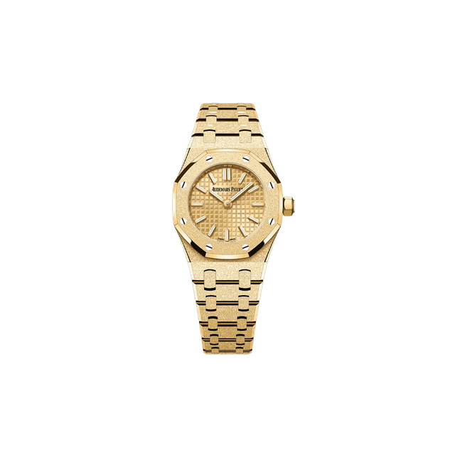 Royal Oak Mini Quartz 23mm, Frosted YG, Yellow Gold Dial, Bracelet