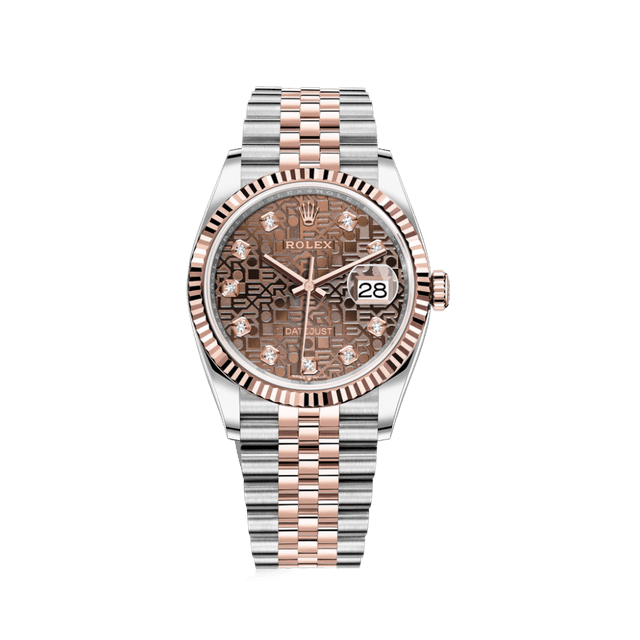 Datejust 36mm, st/rg, Choco Jub 10rd dial, Jubilee Bracelet