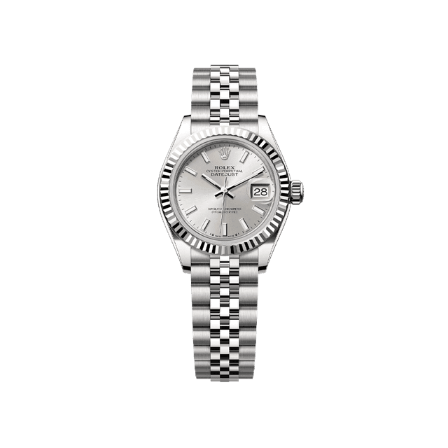Datejust 28mm, st/wg, Silver tab dial, Jubilee Bracelet