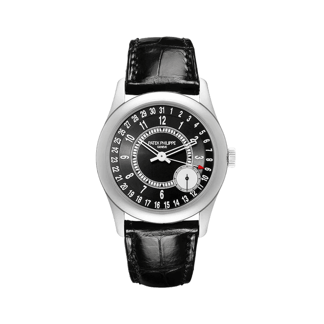 Calatrava Automatic 40mm, WG, Black dial, Black Leather strap