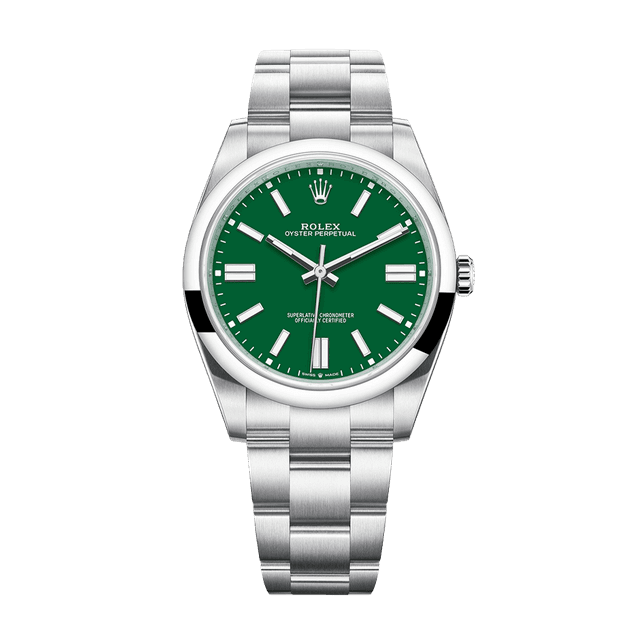 Oyster Perpetual 41mm, Steel, Green Tab dial, Domed bezel, Oyster Bracelet