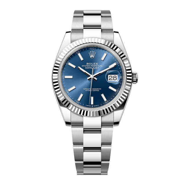 Datejust II 41mm, st/wg, Blue tab dial, Oyster Bracelet