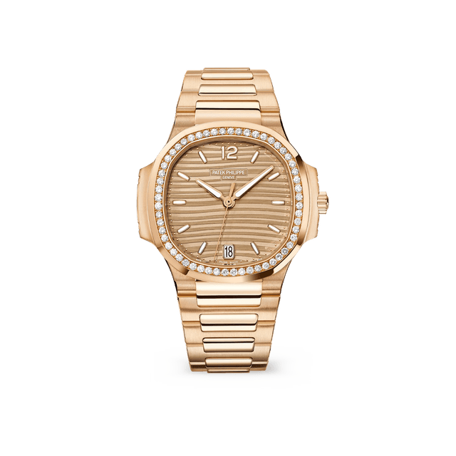 Nautilus RG, 35.2mm, Gold Wave Dial, Diamond Bezel, Bracelet