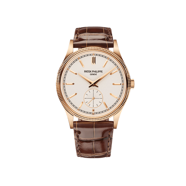 Calatrava 39mm Manual, RG, Silver dial, Brown Alligator