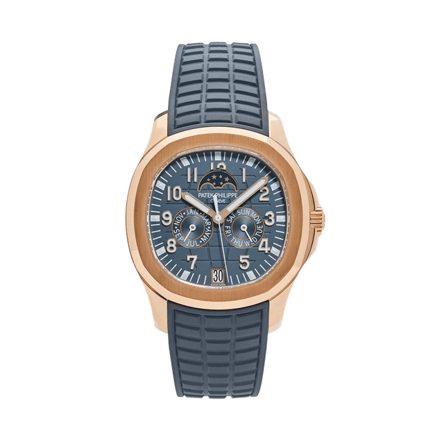 Aquanaut Luce Annual Calendar, RG, Blue-gray dial, Blue-gray Rubber Strap