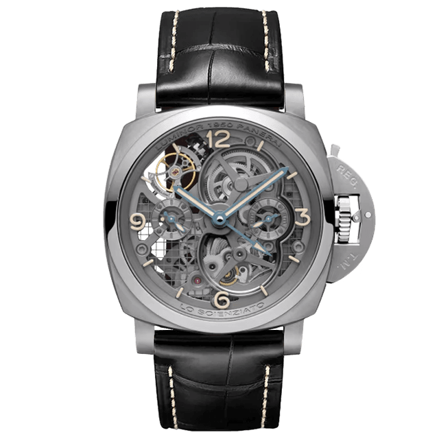 LUMINOR 1950 47 GMT TITANIUM TOURBILLON “LO SCIENZIATO” LEATHER BLACK S0031/0150