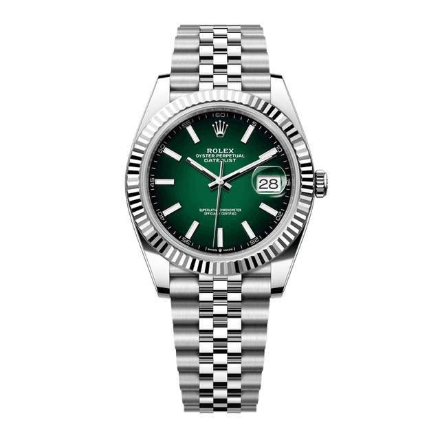 Datejust II 41mm, st/wg, Green Ombre dial, Jubilee Bracelet