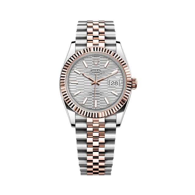 Datejust 36mm, st/rg, Silver Flutted tab dial, Jubilee Bracelet