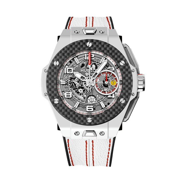 Hublot Big Bang Ferrari White Ceramic, 45mm, Carbon bezel Lmtd 500