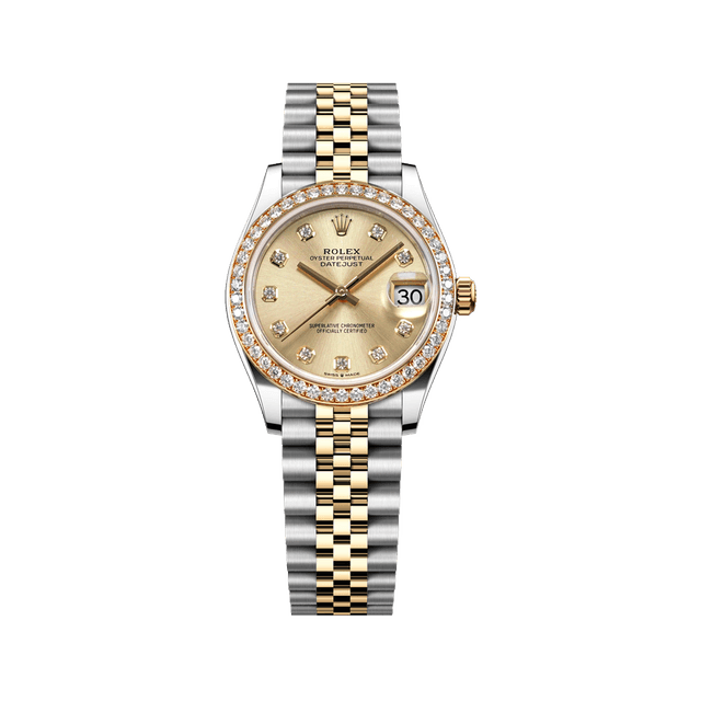 Datejust 31mm, st/yg, Champ 10rd dial, Diamond Bezel, Jubilee Bracelet