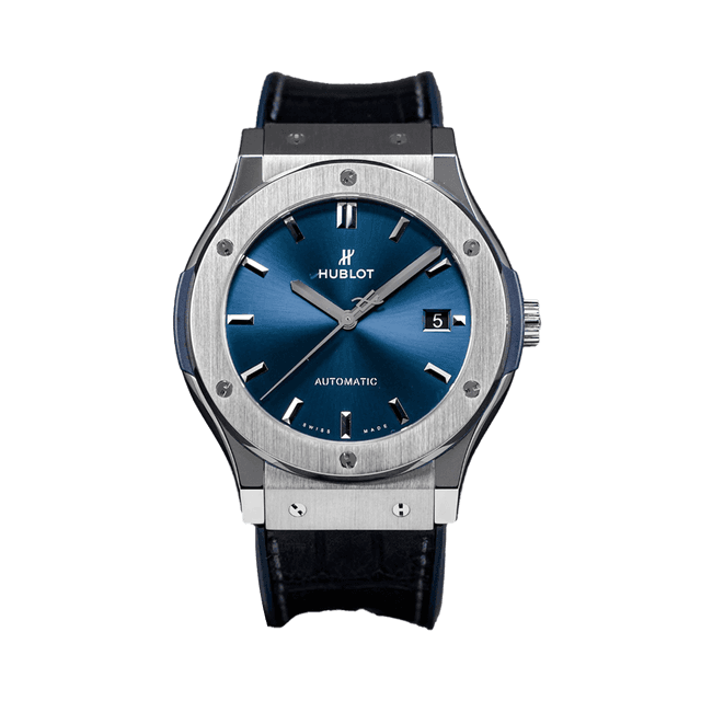 Classic Fusion Titanium , 45mm, Blue dial, Blue Rubber Strap