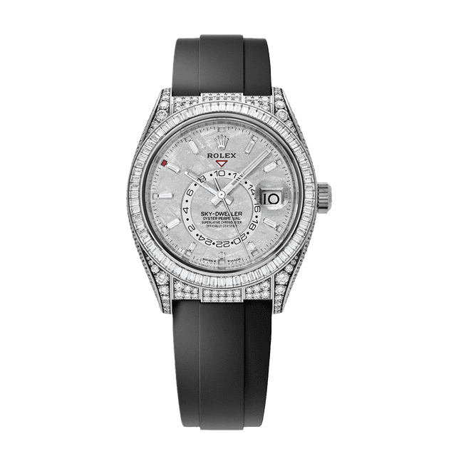 Sky Dweller WG, Meteorite 10bq Diam dial, Bezel+Lugs+End Link  Diamonds, Oysterflex