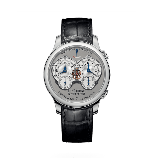 Chronometre a Resonance Cal 1520 PT,  40mm, White Gold/White Dial, Black Croco Strap