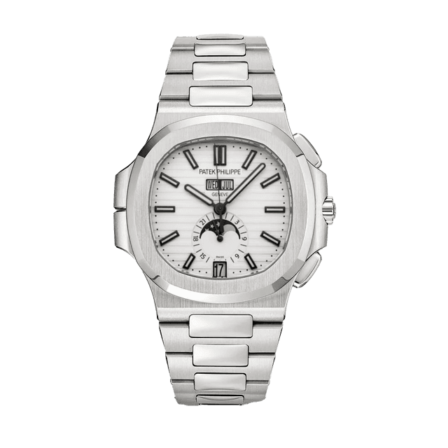 Nautilus Annual Calendar, Steel, White dial, Bracelet