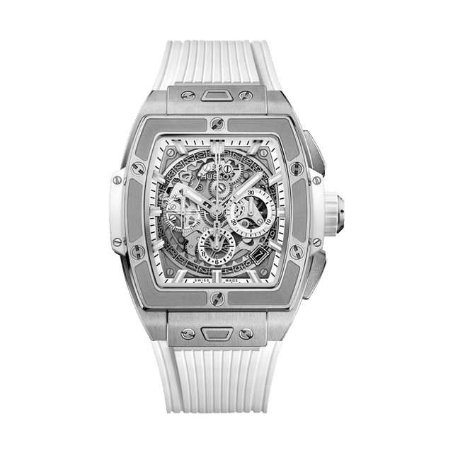 Spirit of Big Bang Chrono 42mm, Titanium, Skeleton dial,  White rubber strap