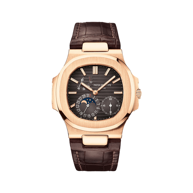 Nautilus Power Reserve, RG, Choco dial, Brown Leather Strap