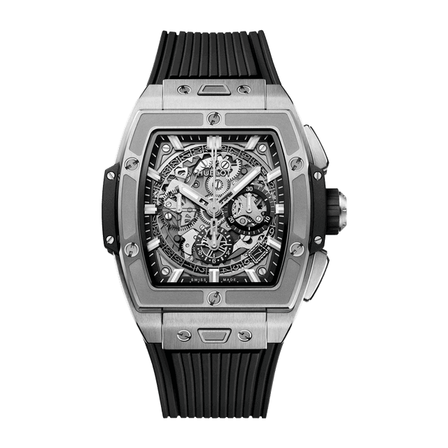 Spirit of Big Bang Chrono 42mm, Titanium, Skeleton dial,  Black rubber strap