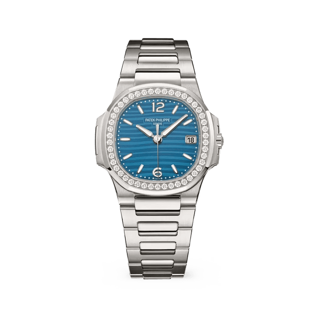 Nautilus Lady WG, 32mm, Blue Opaline Dial, Diamond Bezel, Bracelet