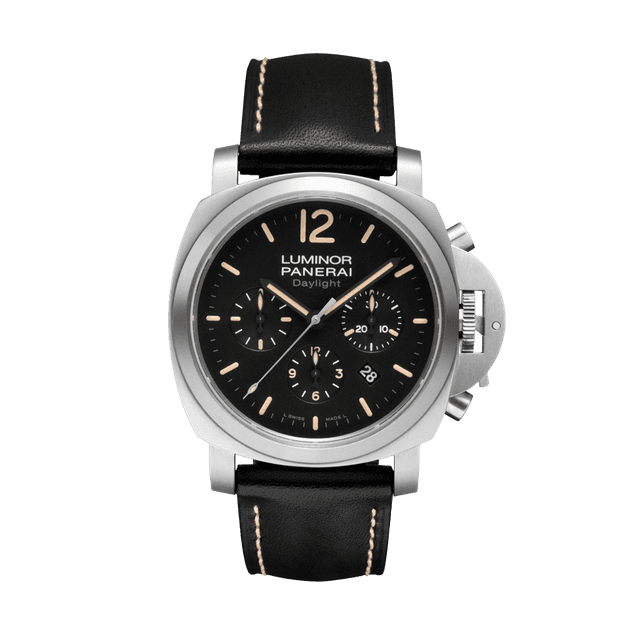 LUMINOR 44 CHRONO DAYLIGHT AUTO STEEL LEATHER BLACK