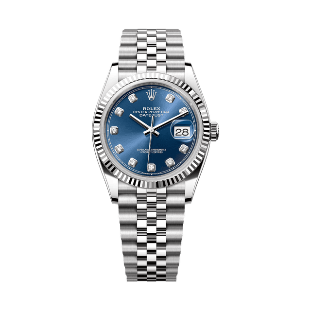 Datejust 36mm, st/wg, Blue 10rd dial, Jubilee Bracelet