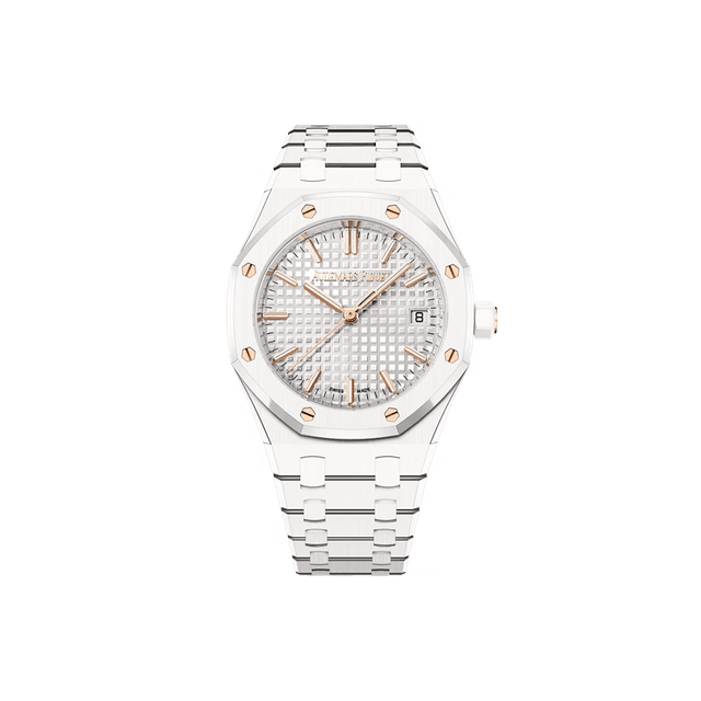 Royal Oak 34mm, White Ceramic, Silver dial, Bracelet