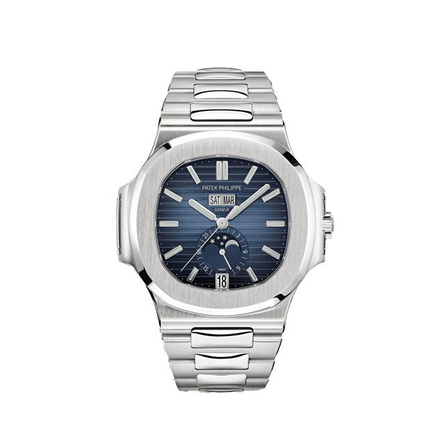 Nautilus Annual Calendar, Steel, Blue dial, Bracelet
