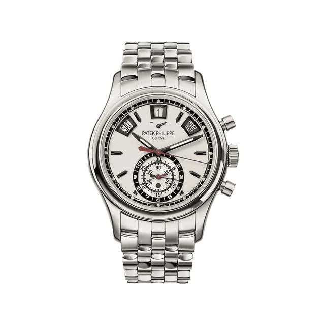 Complications Annual Calendar Chrono, Steel, White dial, Bracelet