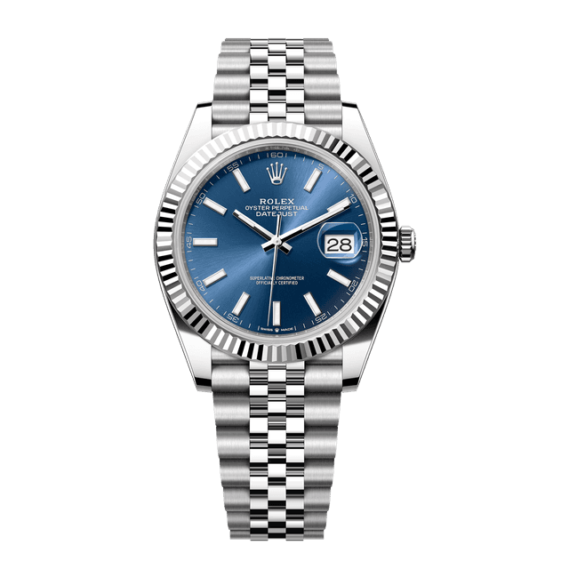 Datejust II 41mm, st/wg, Blue tab dial, Jubilee Bracelet