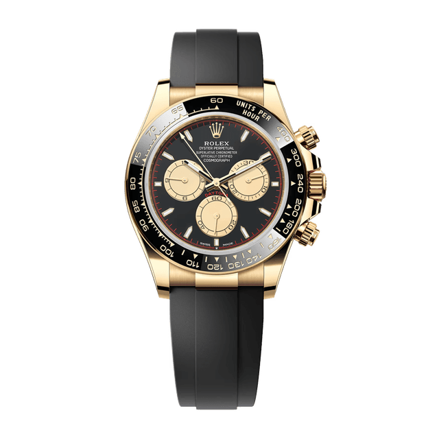 Daytona YG, Black/champ dial, Oysterflex
