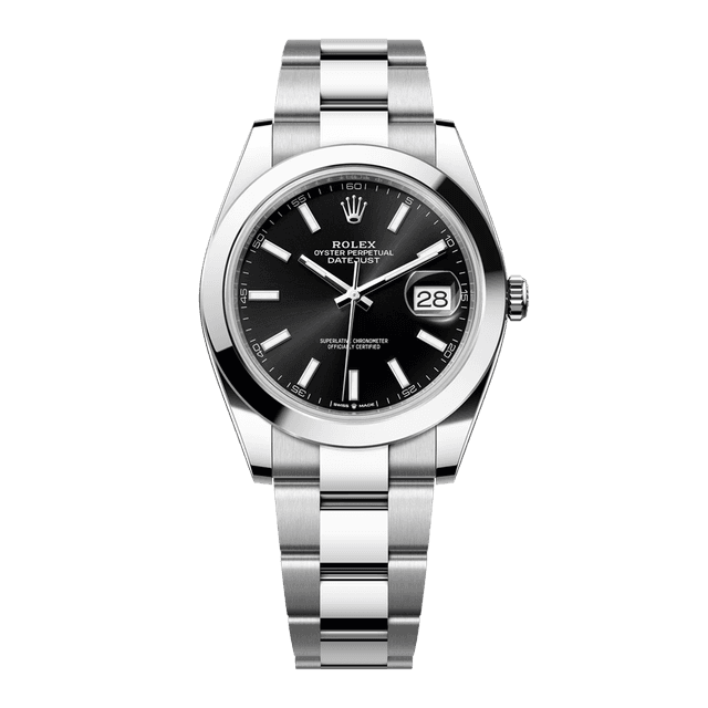 Datejust II 41mm, Steel, Black Tab dial, Domed bezel, Oyster Bracelet