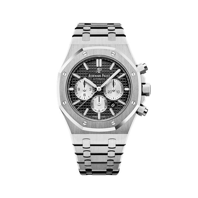 Royal Oak Chronograph 41mm, Steel, Black/silver dial, Bracelet