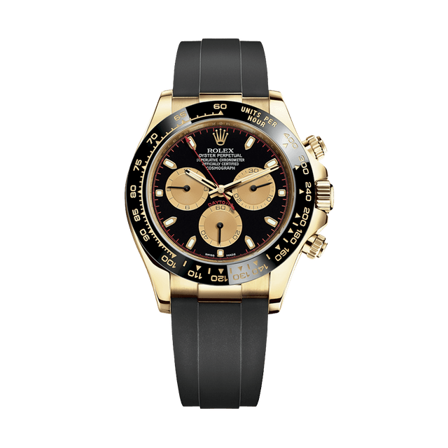 Daytona YG, Black/champ dial, Oysterflex