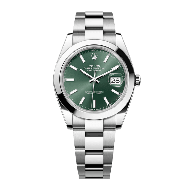 Datejust II 41mm, Steel, Mint Green Tab dial, Domed bezel, Oyster Bracelet