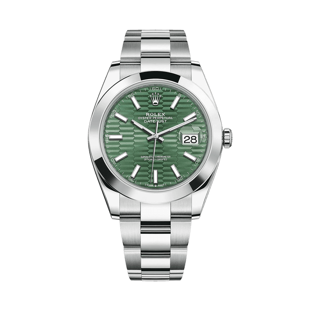 Datejust II 41mm, Steel, Mint Green Fluted Tab dial, Domed bezel, Jubilee Bracelet