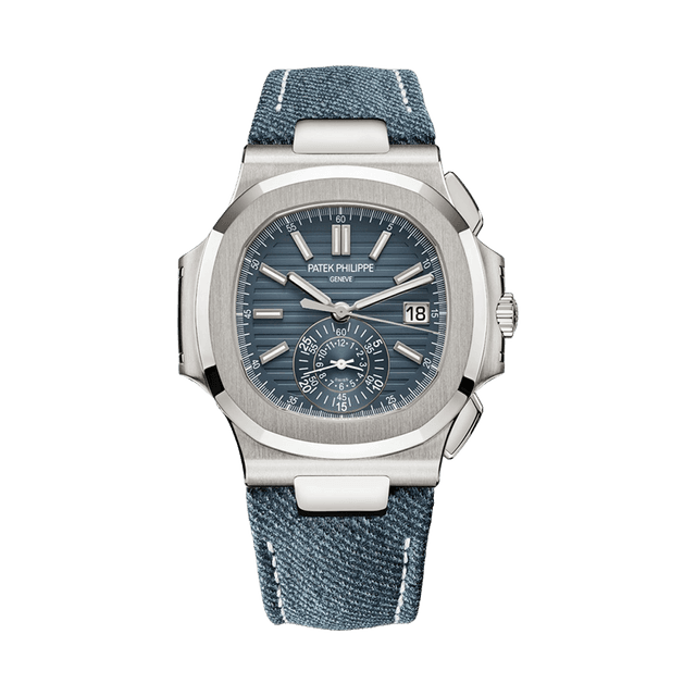 Nautilus Chrono, WG, Denim-Blue Grey Strap