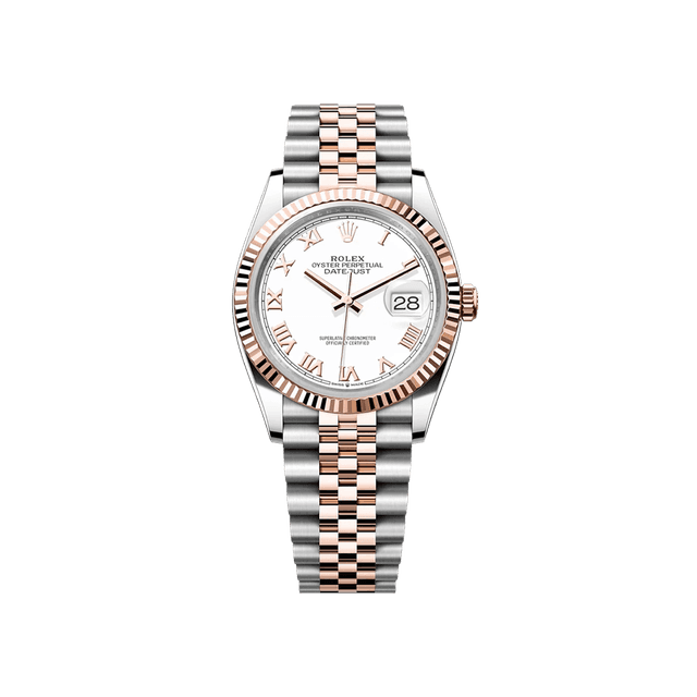 Datejust 36mm, st/rg, White Roman dial, Jubilee Bracelet