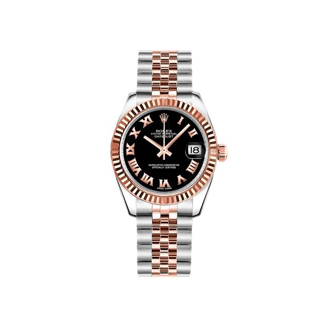 Datejust 31mm, st/rg,  Black Roman dial, Jubilee Bracelet