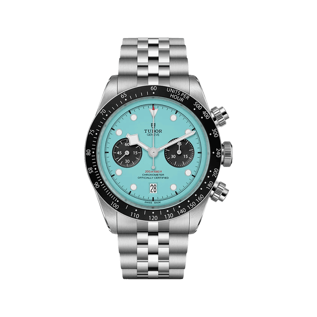 Black Bay Chrono 41mm, Steel, Turquoise dial, Bracelet