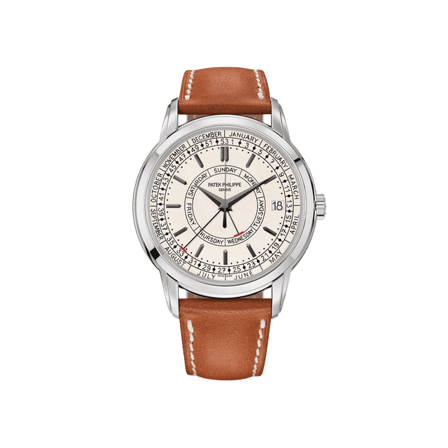 Calatrava Weekly Calendar, Steel, 40mm Leather Strap
