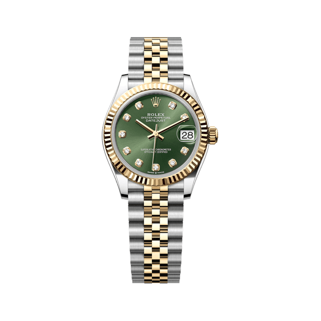 Datejust 31mm, st/yg, Olive 10rd dial, Jubilee Bracelet