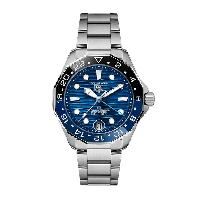 Aquaracer Professional 300 GMT 42mm, Steel, Blue Wave dial, Bracelet
