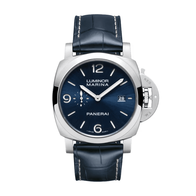 LUMINOR 44 MARINA P9010 STEEL BLUE LEATHER