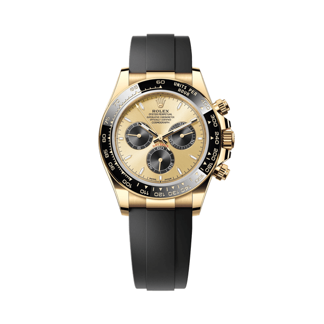 Daytona YG, Champ/Black dial, Oysterflex