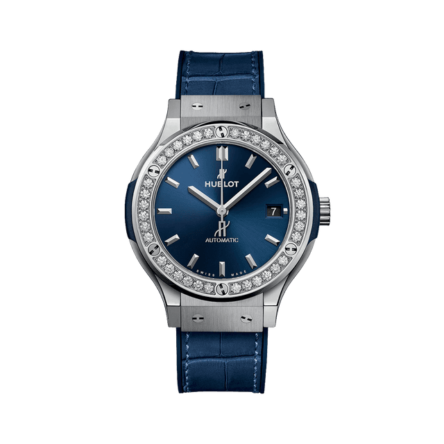 Classic Fusion Titanium, 38mm, Blue dial, Bezel Diamond, Blue Rubber Strap