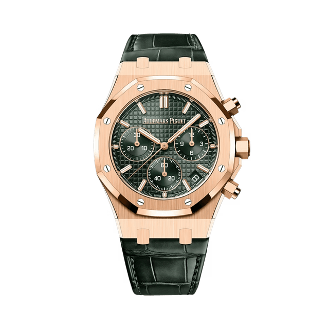 Royal Oak Chronograph 41mm, RG, Green dial, Green Leather Strap