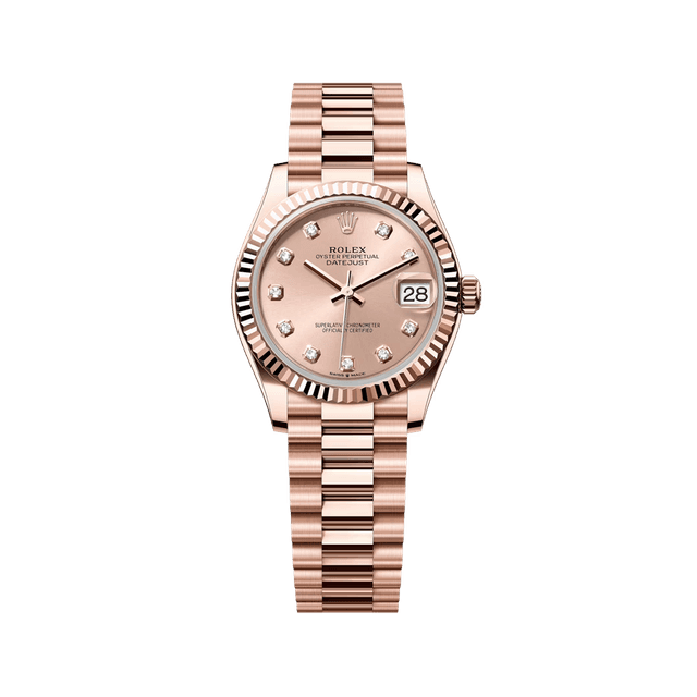 Datejust 31mm, RG, Rose 10rd dial, President Bracelet