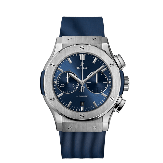 Classic Fusion Chrono Titanium , 45mm, Blue dial, Blue Rubber Strap