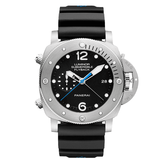 LUMINOR 1950 47 SUBMERSIBLE CHRONO FLYBACK PCYC P9100 TITANIUM RUBBER BLACK S124/500