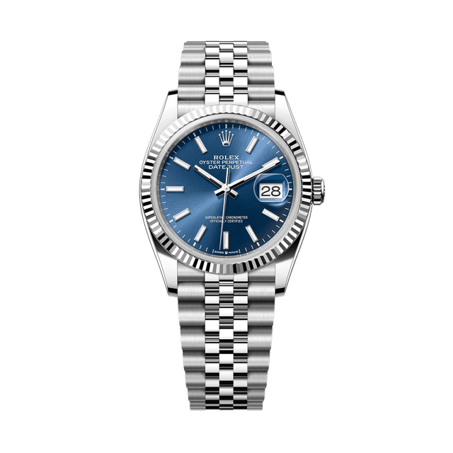 Datejust 36mm, st/wg, Blue tab dial, Jubilee Bracelet
