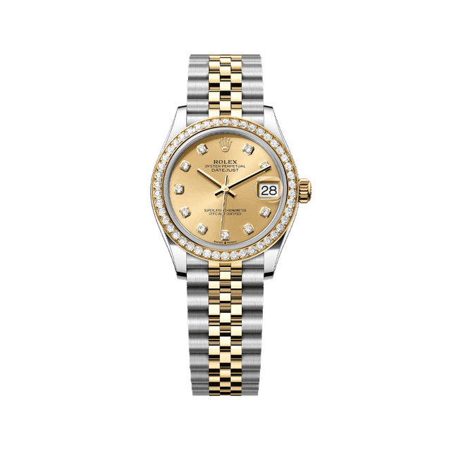 Datejust 31mm, st/yg, Champ 10rd dial, Diamond Bezel, Jubilee Bracelet